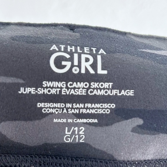 Athleta Girl Swing Skort Size Large Camo Black Gray Layered - Picture 4 of 6